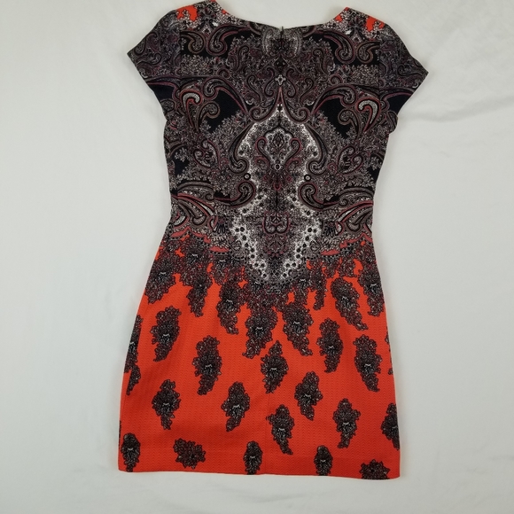Club Monaco Wool and Silk Mini dress Size 6 Orange Black Like new - Picture 4 of 15